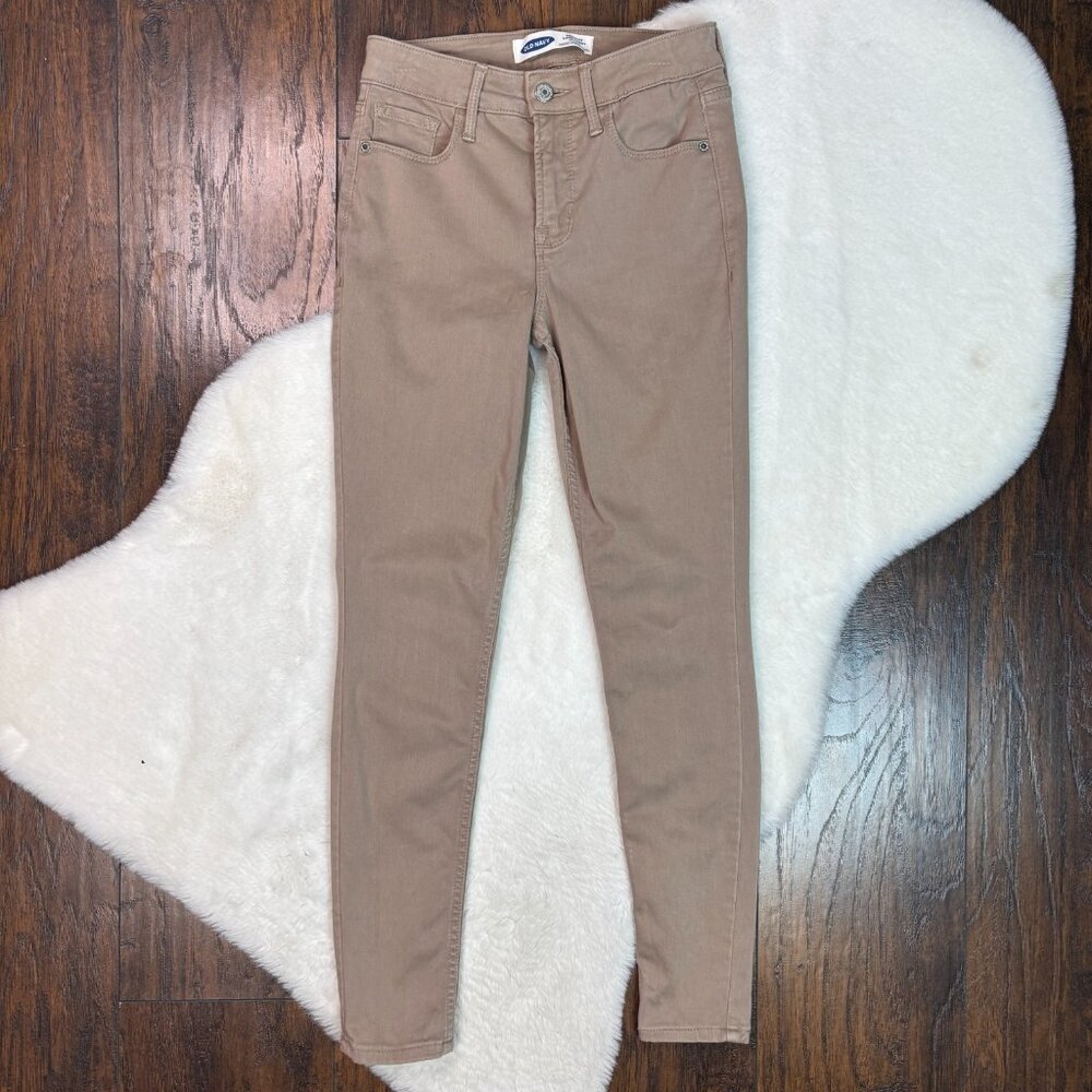 Old Navy Jeans 0 Petite‎ Rockstar Super Skinny 0P Khaki Beige High-Rise Stretch